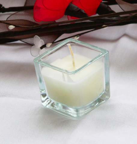 Square Clear Glass Holder Votive Candles - White Wax - BULK Buy
